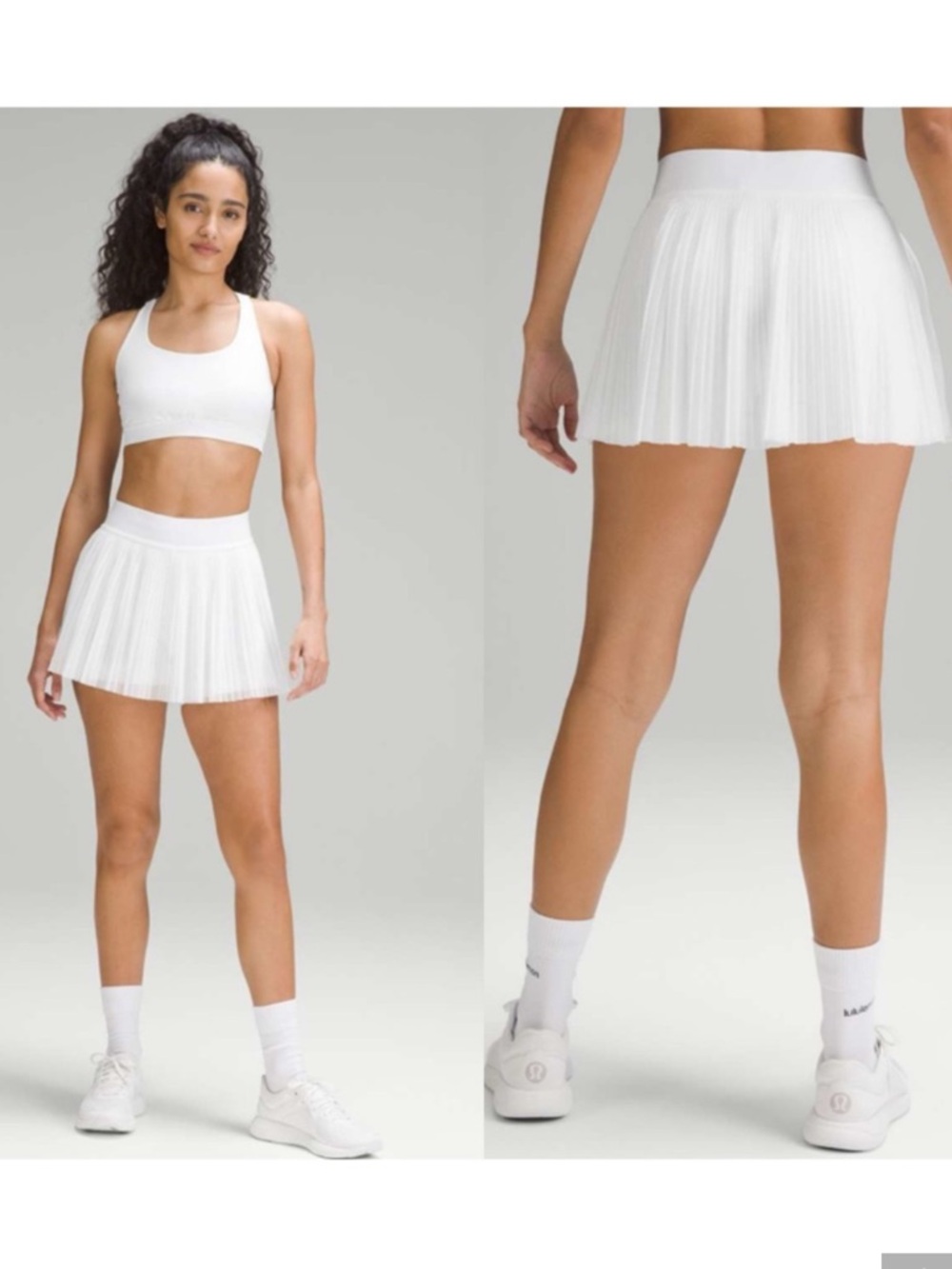 Lululemon Mesh Pleats Mid-Rise Mini Tennis Skirt White Athletic Skort SZ 14 NWOT
